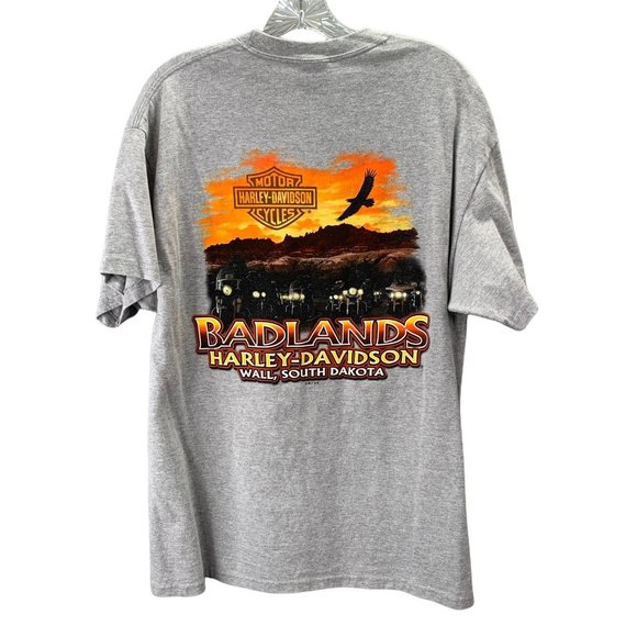 Harley Davidson T Shirt Badlands Wall, SD size L Double Sided Graphic Biker - Picture 1 of 6